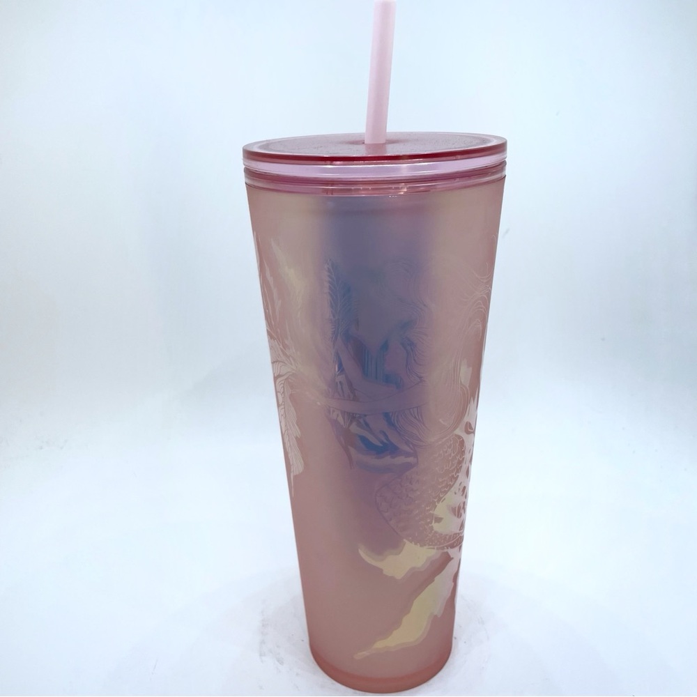 Starbucks 24 oz Siren Soft Touch Cup Rose Gold Pink Iridescent Mermaid Tumbler